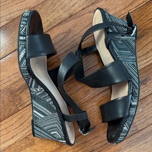 Cole Haan Ravenna Black and White Wedge Sandals